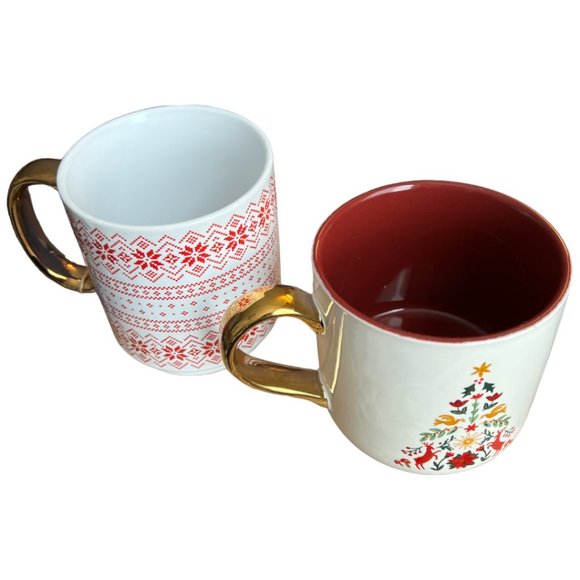 NWT PAIR Complementary Ceramic Holiday Mugs Christmas Winter Scandinavian Hygge - Picture 13 of 16